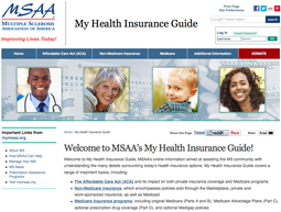 Screenshot of MSAA's My Health Insurance Guide website