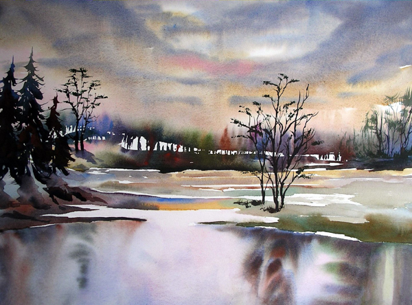 Silent Reflections (watercolor reflecting winter)
 - Artwork