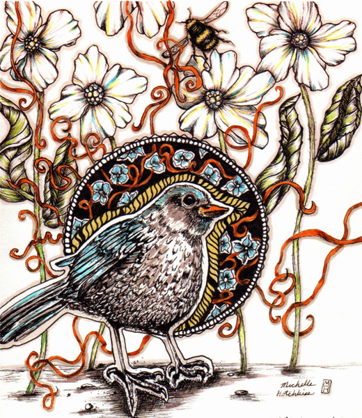 MS Awareness Ribbons, Bird, Bee and Blossoms
 - Artwork