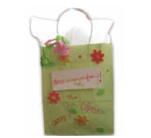Plain green gift bag by adding selfsticking shapes, etc