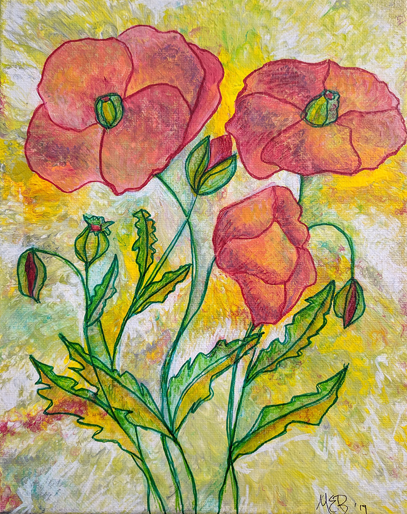 Poppies on Yellow