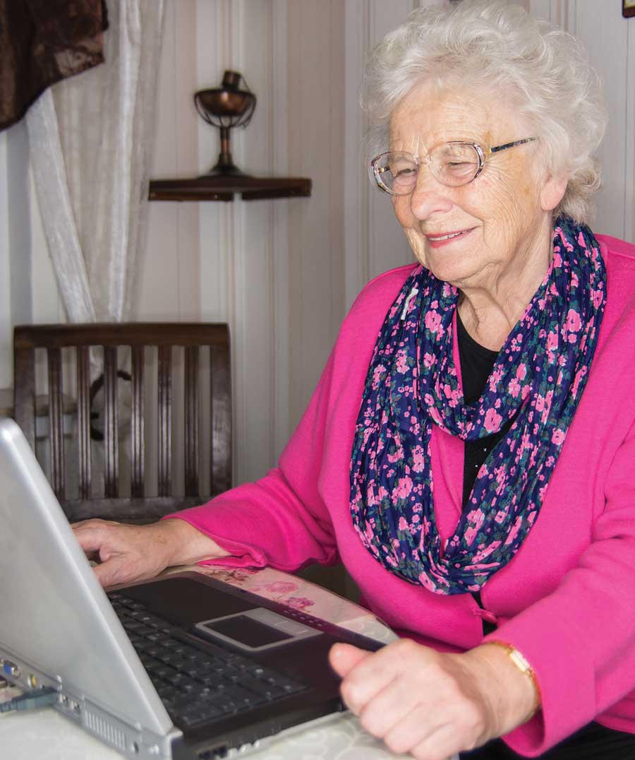 woman communicating via computer