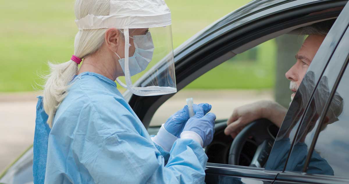 motorist obtaining coronavirus test