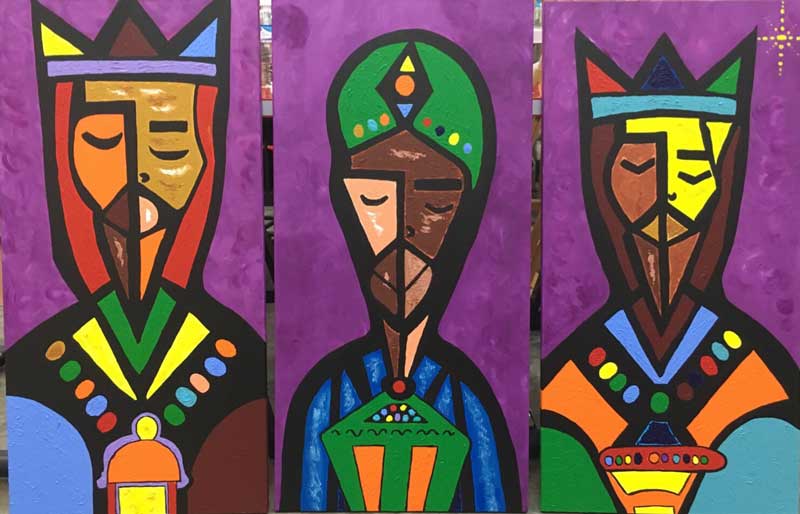 Three Kings Abstract Faces