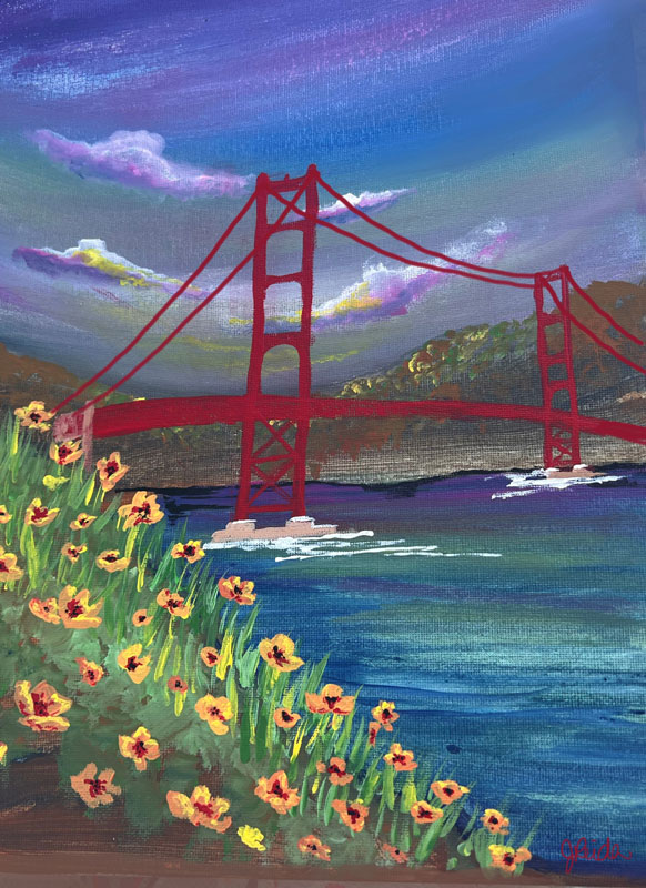 Poppies by the Bay, Acrylic
