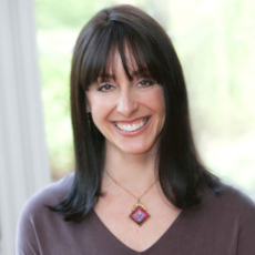 Headshot of Mindy Eisenberg, a woman with black hair who is a certified Yoga and mindfulness instructor