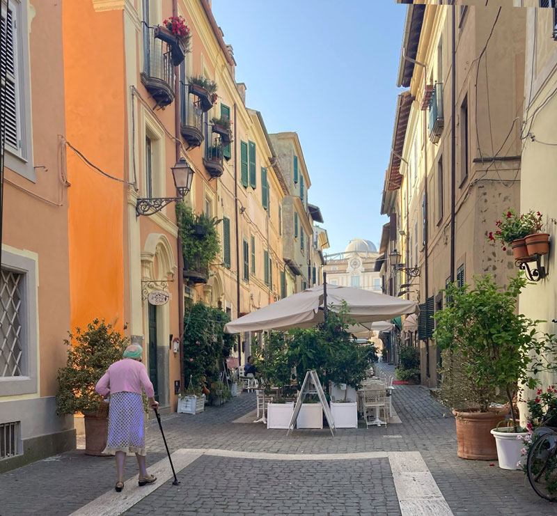 Narrow Cobbled Streets of a Small Town in Italy