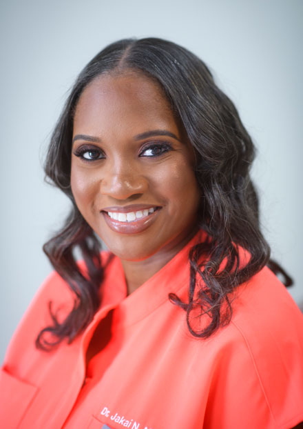 Headshot of Jakai Nolan McEwen, an African American woman neurologist who is the presenter of MSAA's MS Awareness Month webinar entitled Navigating Your MS Journey