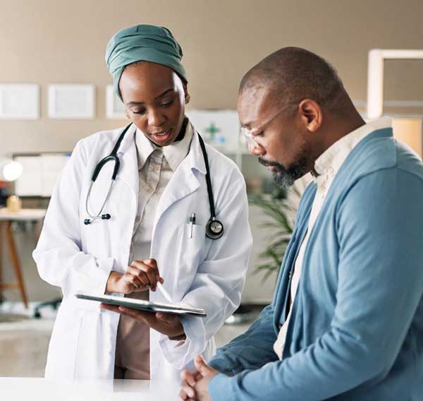 AI and MS healthcare article photograph of doctor and patient